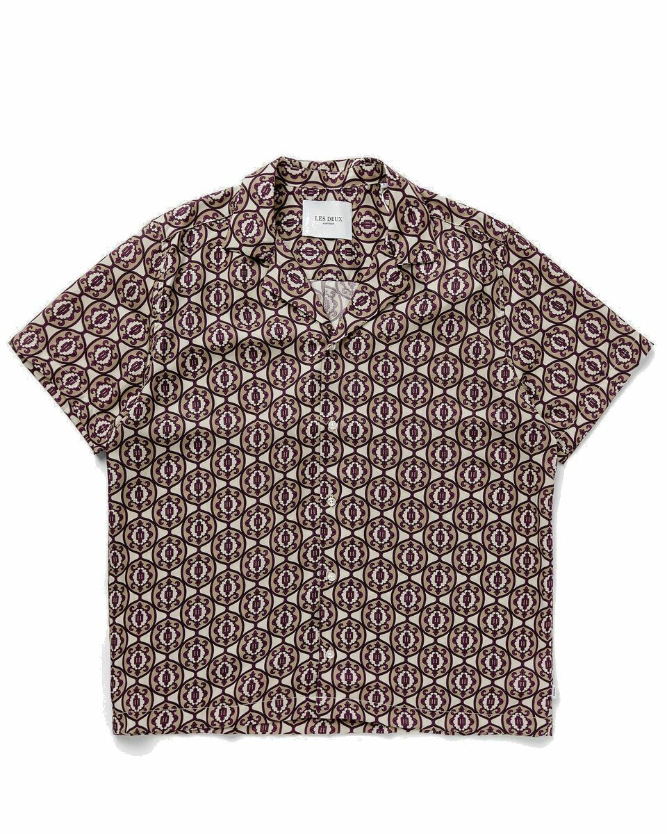 Photo: Les Deux Ornament Aop Tencel Ss Shirt Multi - Mens - Shortsleeves