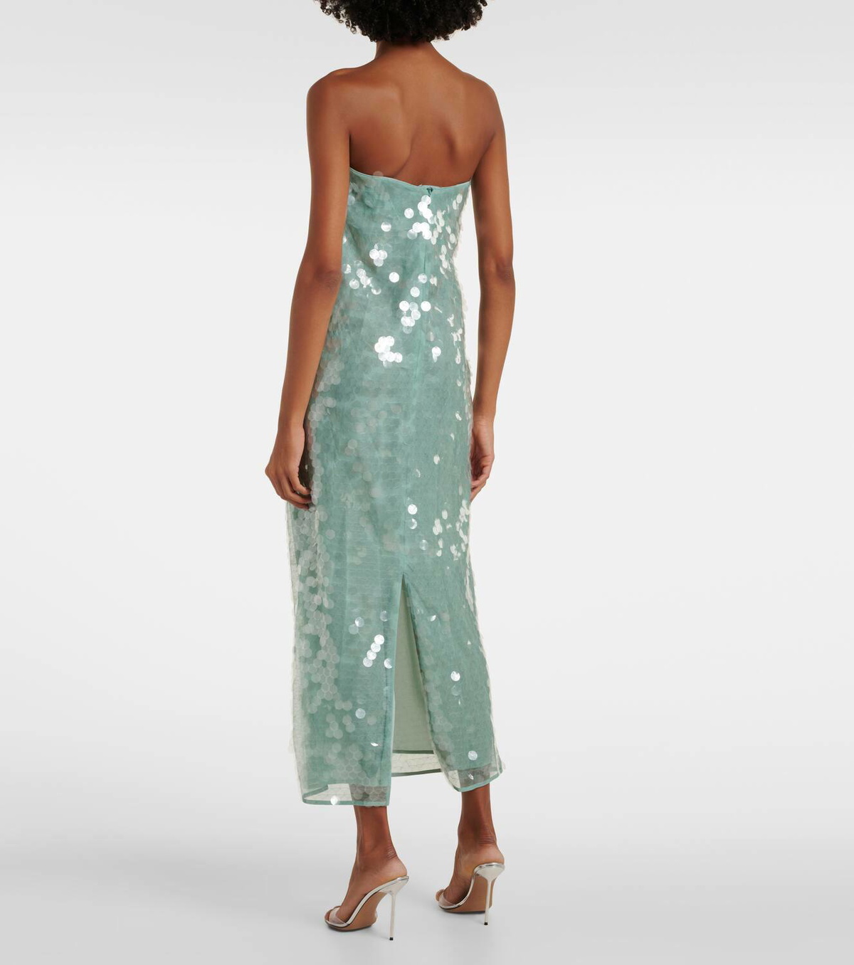 chinese dress ladies Staud Mesa Riverstone Sequin Combo Maxi Dress