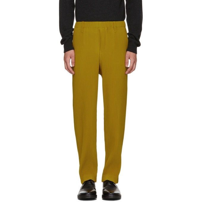 Photo: Homme Plisse Issey Miyake Yellow Tailored Pleats Trousers