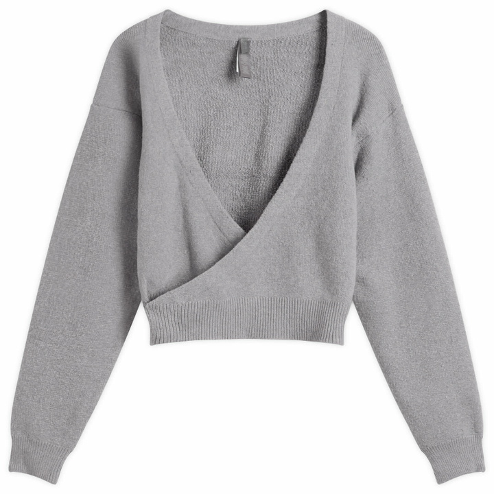 Photo: SKIMS Women's Textured Knit Crop Cardigan in Dark Heather Grey