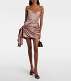 Alex Perry Off-shoulder cotton and silk satin minidress