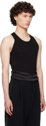 AARON ESH Black Satin Tie Jersey Tank Top