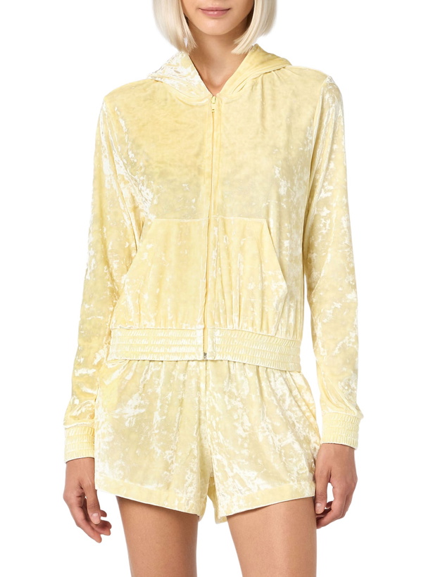 Photo: MC2 Saint Barth Woman Pale Yellow Chenille Zipped Hoodie Jasmine