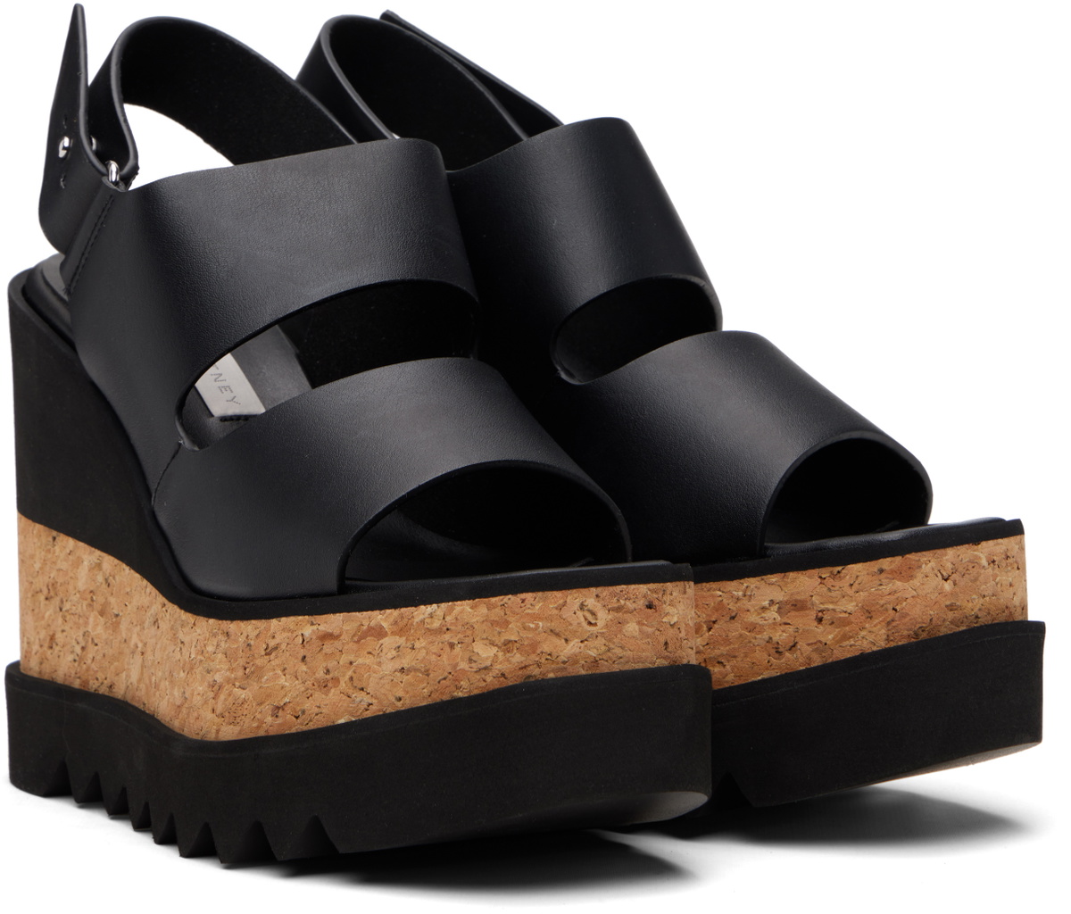 Stella McCartney Black Elyse Alter Mat Platform Heeled Sandals