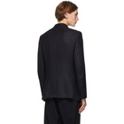 Comme des Garcons Homme Deux Navy Pinstripe Frayed Seams Blazer