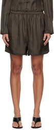 Róhe Brown Taped Silk Shorts