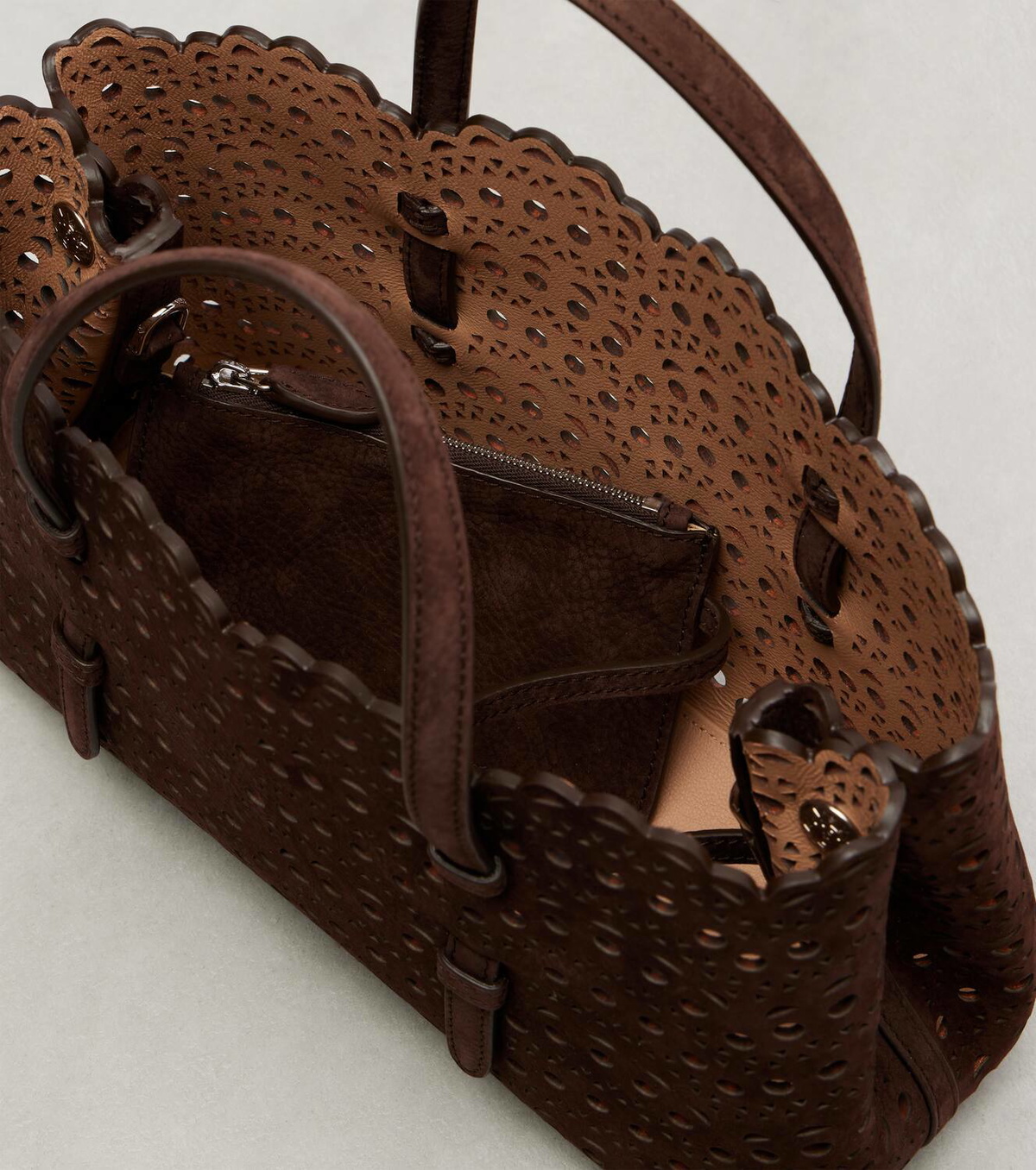 Alaïa Mina 25 Vienne Wave Small suede tote bag
