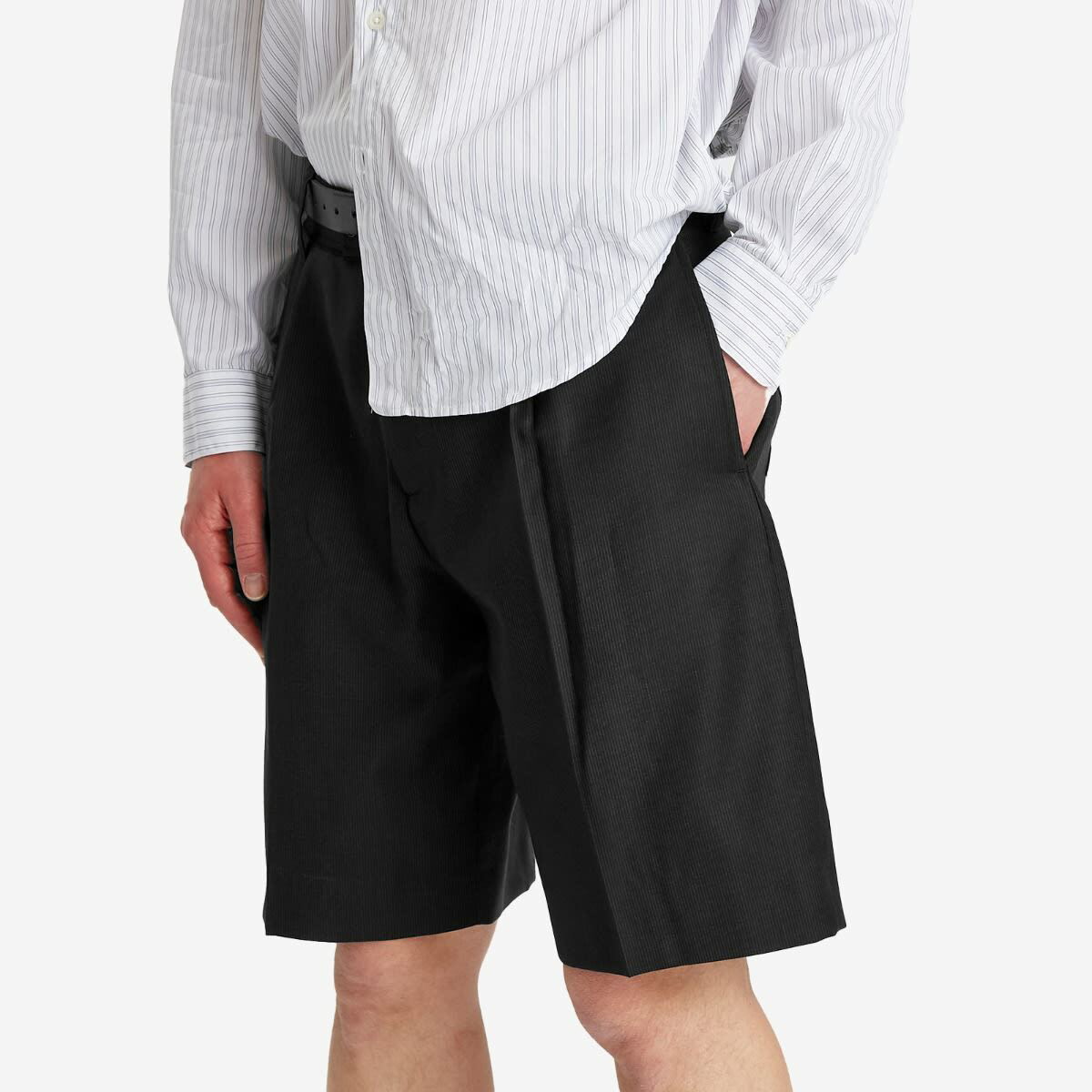 mfpen Men's Classic Shorts in Fine Black Stripe mfpen