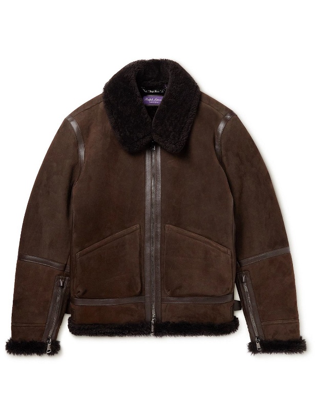 Photo: Ralph Lauren Purple label - Leather-Trimmed Shearling Jacket - Brown