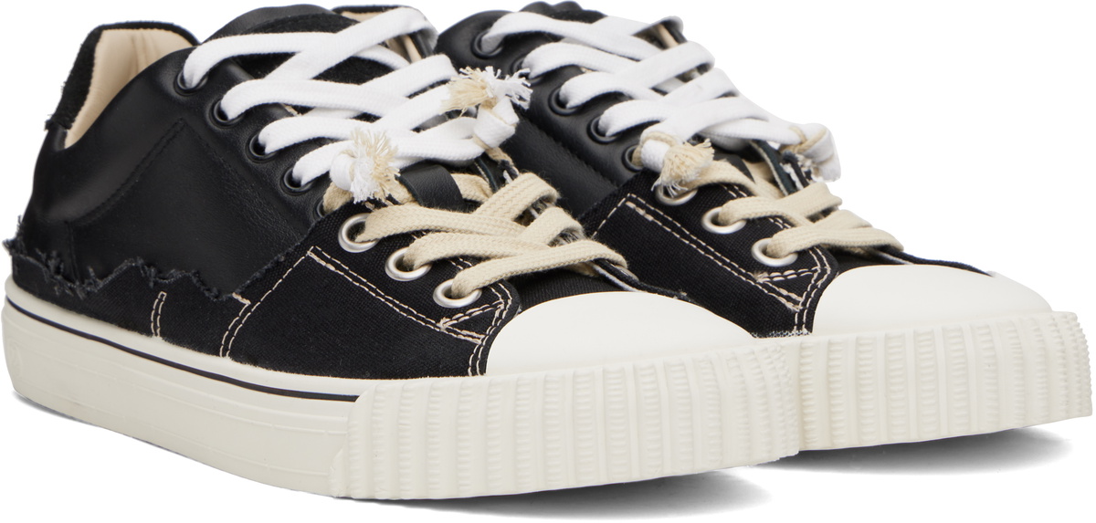 【関税&送料込】Maison Margiela Leather And Canvas New Evolu New Evolution low-top sneakers in black - Maison Margiela