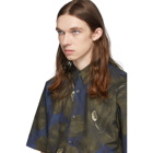 Dries Van Noten Navy and Khaki Clasen Floral Shirt