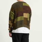 Kartik Research Men's Patchwork Cardigan in Olive/Brown/Moss