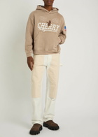 Cherry Los Angeles Hollywood Logo Hooded Cotton Sweatshirt Tan