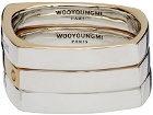Wooyoungmi SSENSE Exclusive Silver & Gold Monolith Triple Ring Set