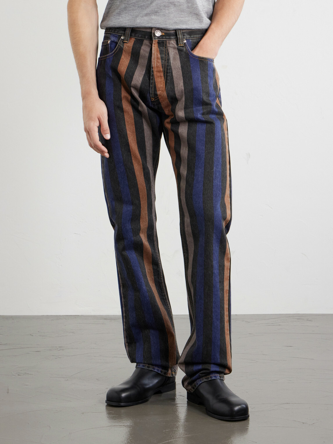 Versace - Straight-Leg Striped Jeans - Blue
