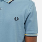 Fred Perry Men's Slim Fit Twin Tipped Polo Shirt in Azure Blue/Golden Hour/Navy