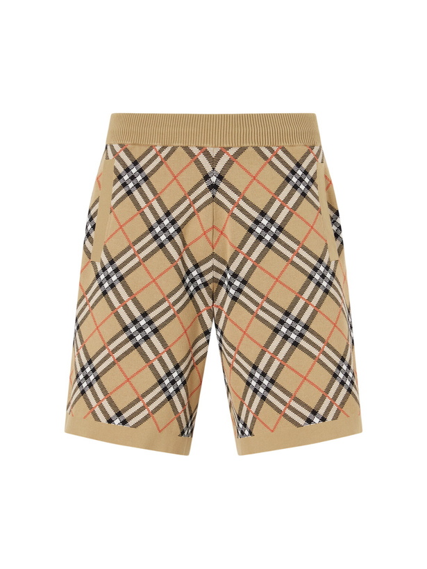 Photo: Burberry - Straight-Leg Knitted Checked Cotton-Blend Shorts - Neutrals