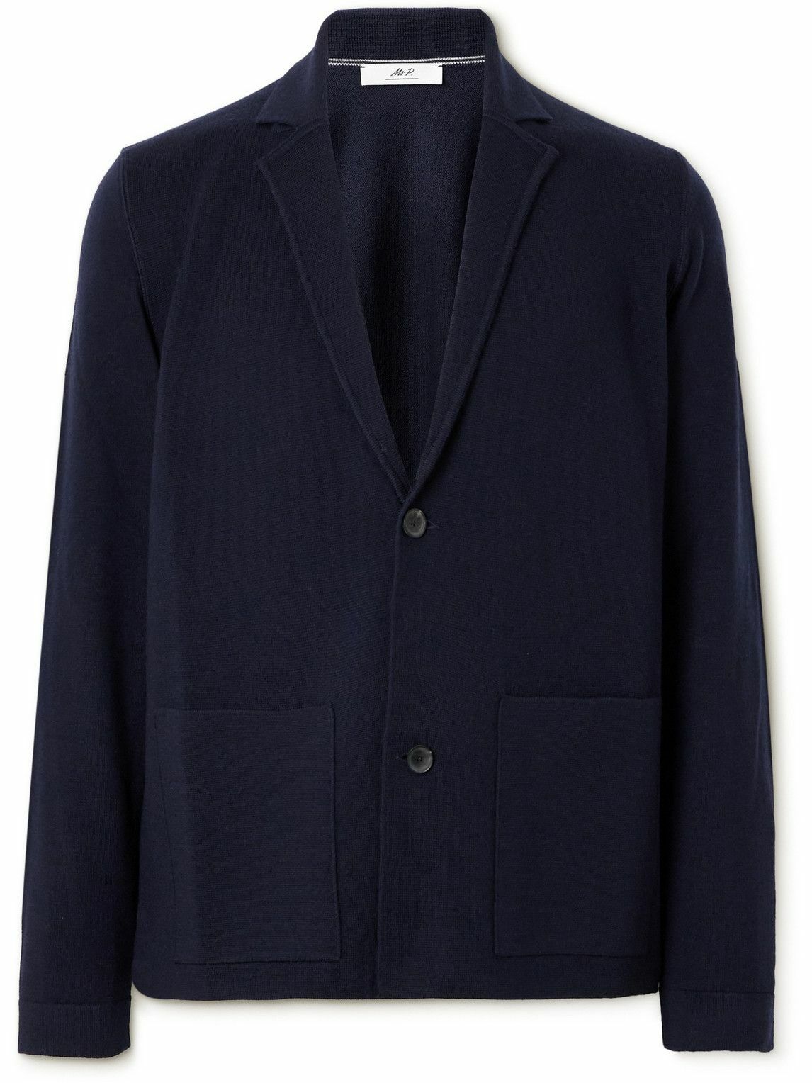 Navy merino wool blazer deals