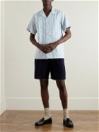 Oliver Spencer - Havana Camp-Collar Striped Cotton and Linen-Blend Shirt - Blue