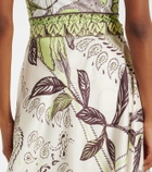 Tory Burch Printed silk satin midi skirt