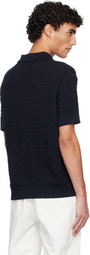 Balmain Navy Monogram Vanise Knit Polo