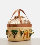 Aquazzura Birdsong appliqué raffia tote bag
