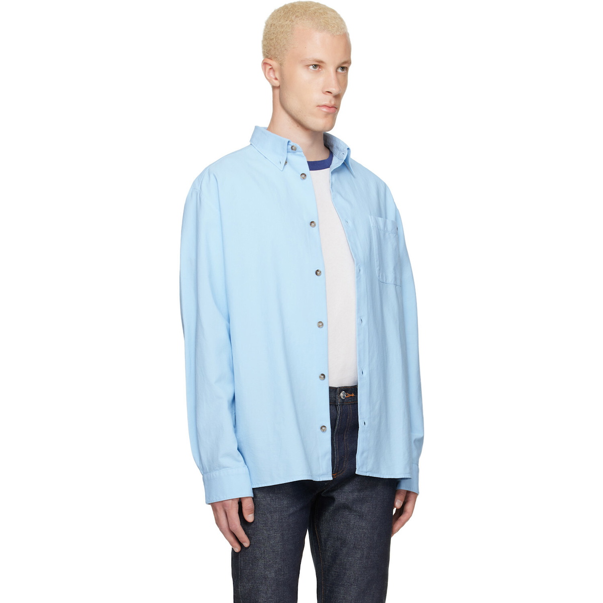 A.P.C. Blue Mateo Logo Shirt