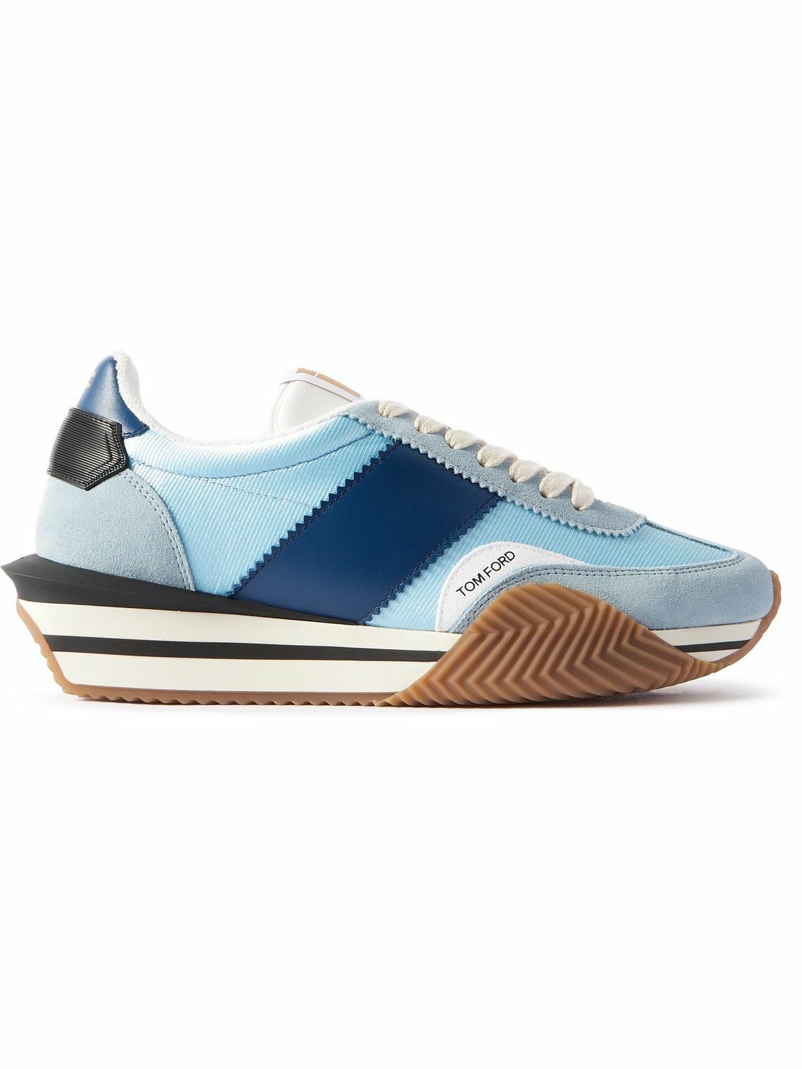 Photo: TOM FORD - James Rubber-Trimmed Leather, Suede and Nylon Sneakers - Blue