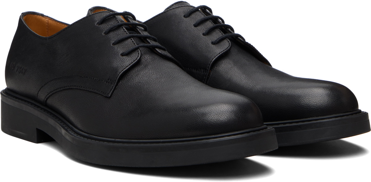Common Projects Black Grained Leather Officer's Derbys