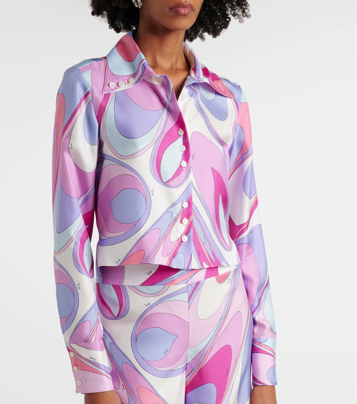 【EMILIO PUCCI】半袖シャツ フリル袖 プリント ピンク XS s-musee_370501157