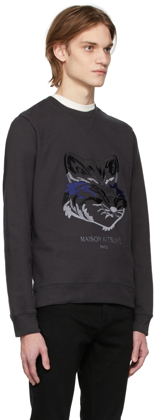 Maison Kitsuné Black Big Fox Embroidery Sweatshirt Maison Kitsune