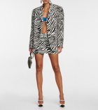 Alessandra Rich Belted zebra-print cotton miniskirt