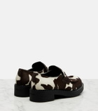 Prada Chocolate cow-print calf hair loafers