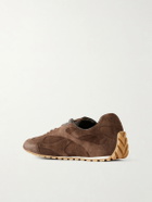 Bottega Veneta - Orbit Flash Leather-Trimmed Suede Sneakers - Brown