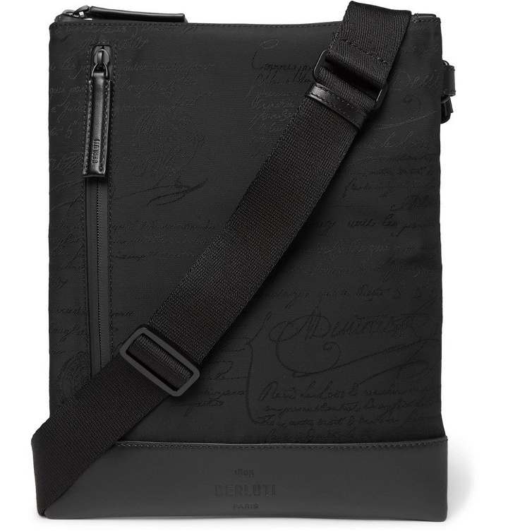 Photo: Berluti - Salou Leather-Trimmed Printed Nylon Messenger Bag - Black