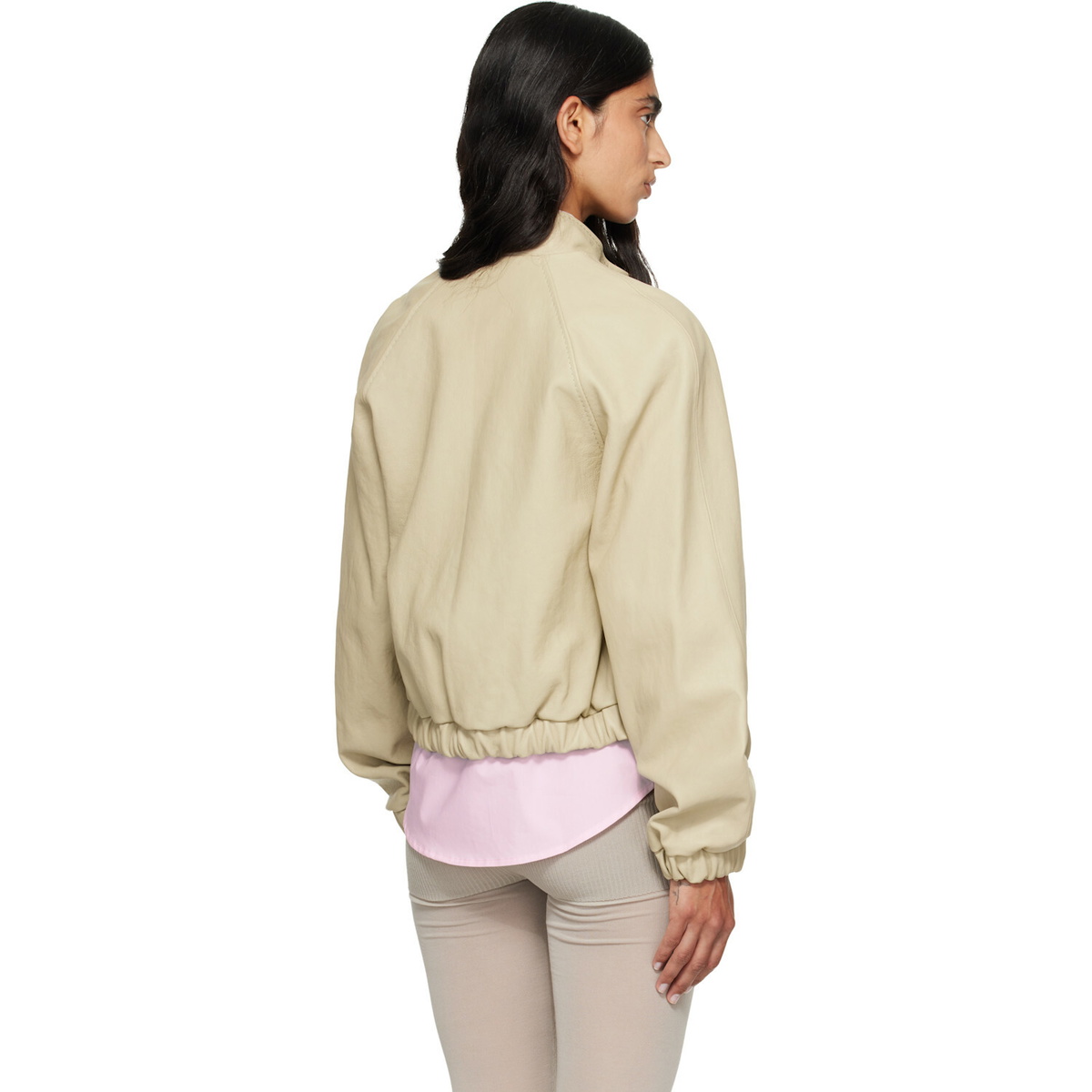 Paloma Wool Beige Raim Leather Jacket