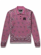 AMIRI - Space-Dyed Bandana-Jacquard Cotton Polo Shirt - Purple