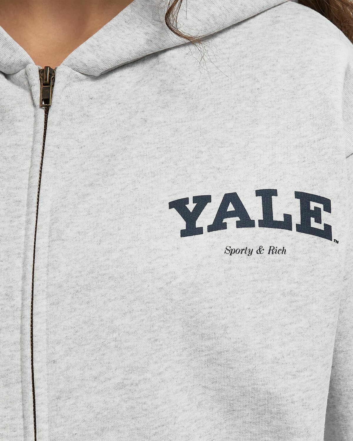Sporty & Rich Yale Classic Zip Hoodie Grey Womens Hoodies/Zipper