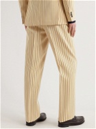 Giuliva Heritage - Vito Wide-Leg Pleated Pinstriped Virgin Wool Suit Trousers - Neutrals