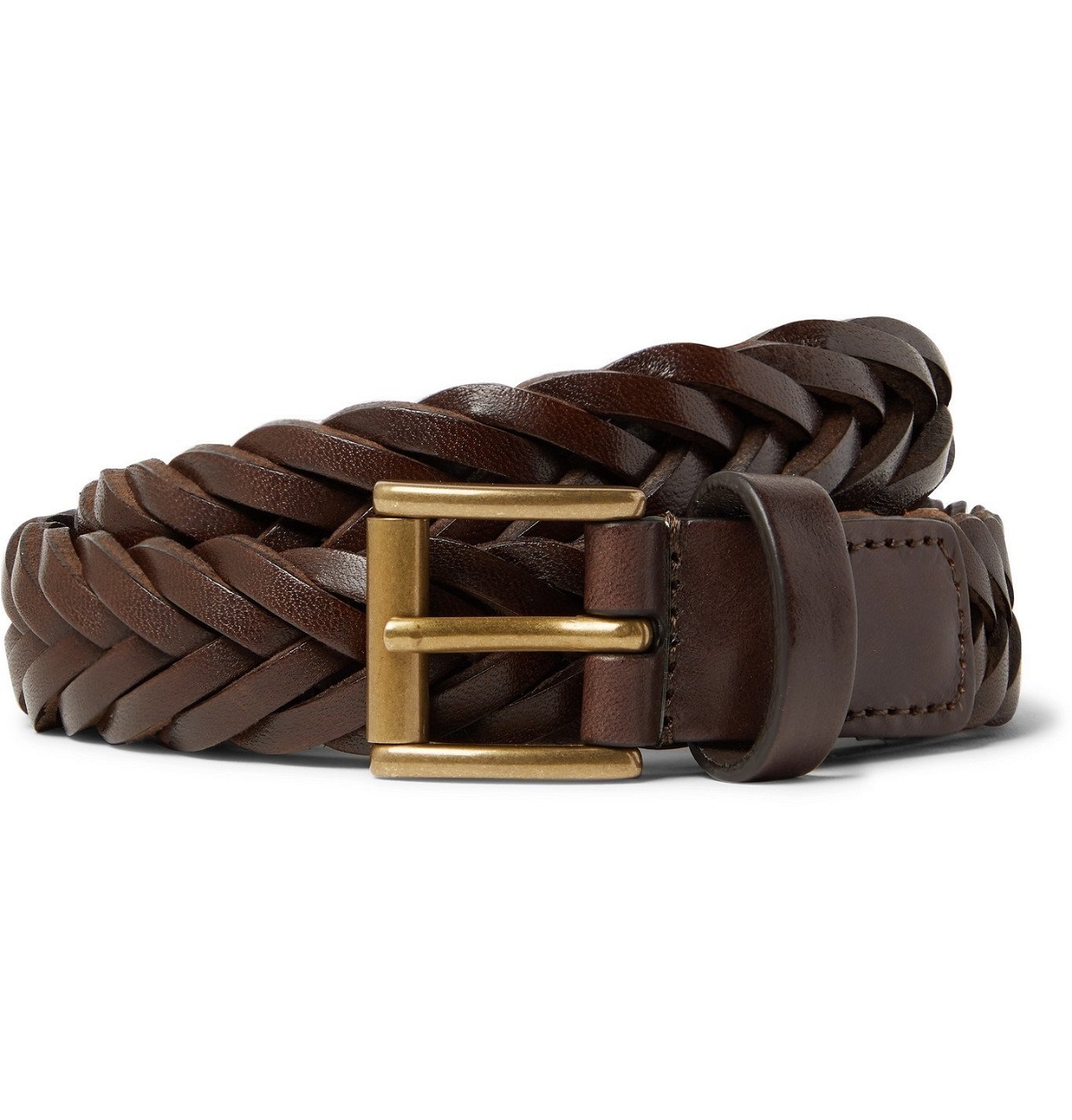 Anderson's - 2.5cm Woven Leather Belt - Brown Anderson's