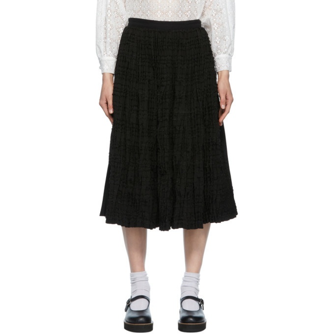 Photo: Tricot Comme des Garcons Black Twill and Dobby Jersey Skirt