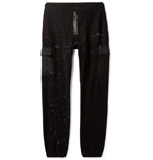 Off-White - Tapered Paint-Splattered Shell-Trimmed Fleece Sweatpants - Men - Black