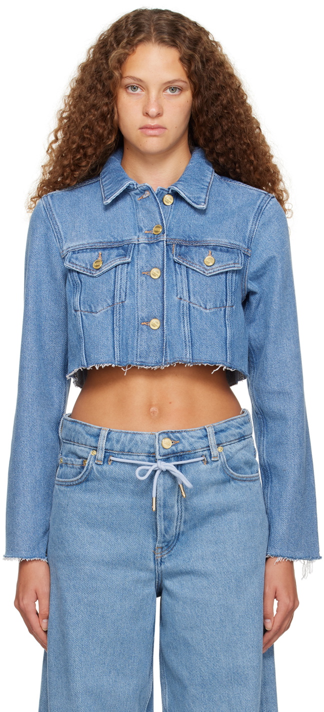 GANNI Blue Cropped Denim Jacket GANNI