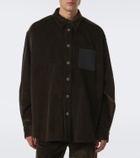 Loewe Leather-trimmed cotton corduroy shirt