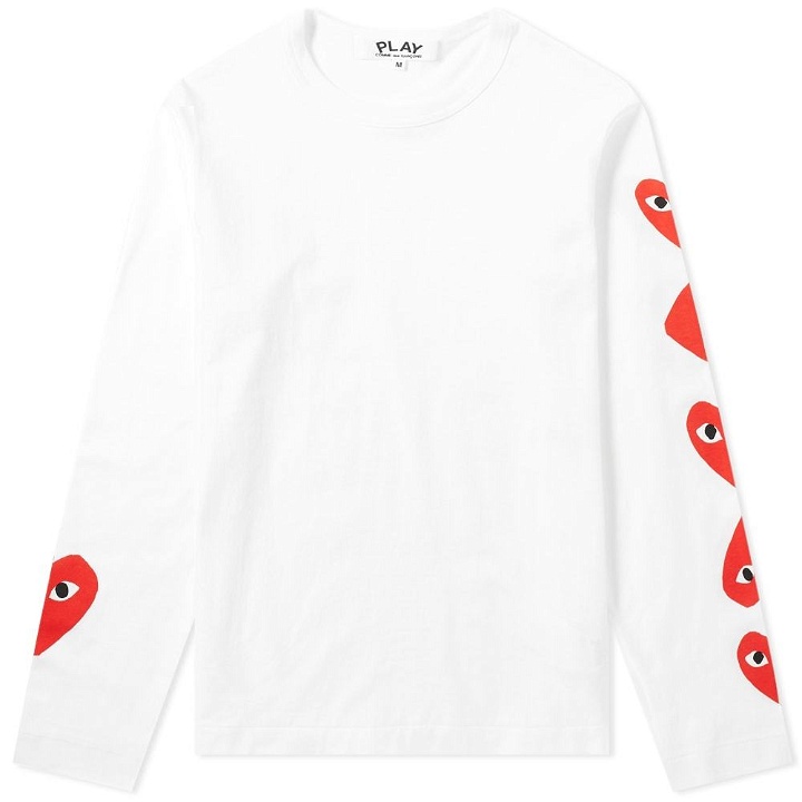 Photo: Comme des Garcons Play Women's Long Sleeve Multi Heart Tee White
