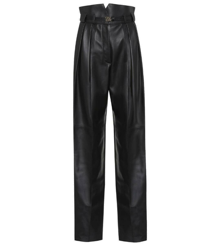 Photo: Fendi High-rise leather straight pants
