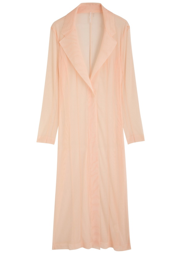 Photo: Norma Kamali Single-breasted Mesh Coat Beige