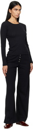 LESET Black Pointelle Boxer Lounge Pants