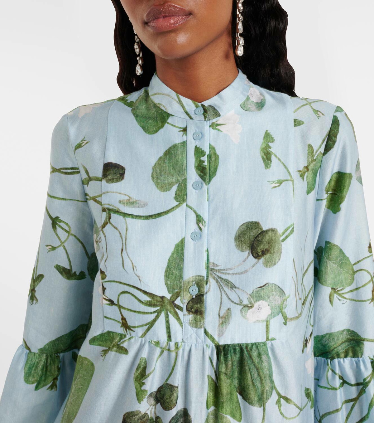 Erdem Tiered floral cotton minidress