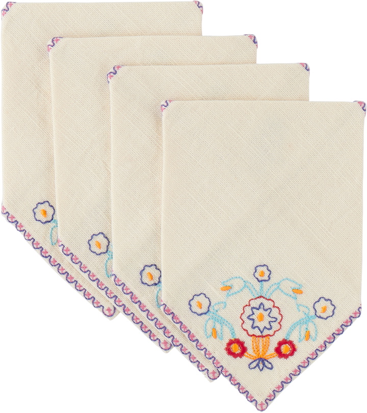 Photo: Bode Four-Pack Off-White Garden Party Cocktail Napkins